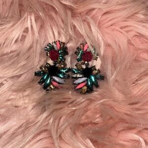 Floral Gemstone Drop Earrings